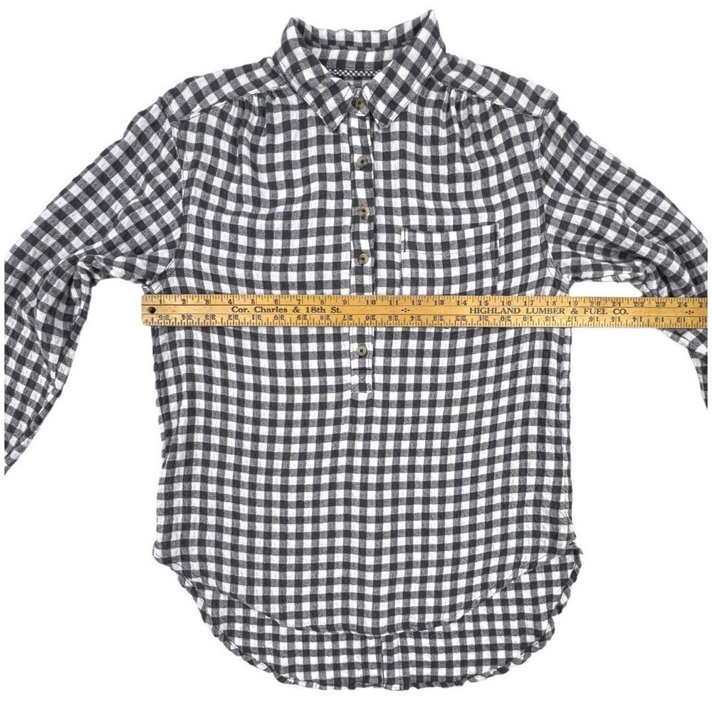 Anthropologie Isadora Button Back Shirt XS Black White Gingham Soft Flannel - Picture 8 of 9